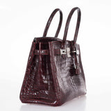HermesBirkin 30 Bordeaux Niloticus Crocodile Palladium Hardware