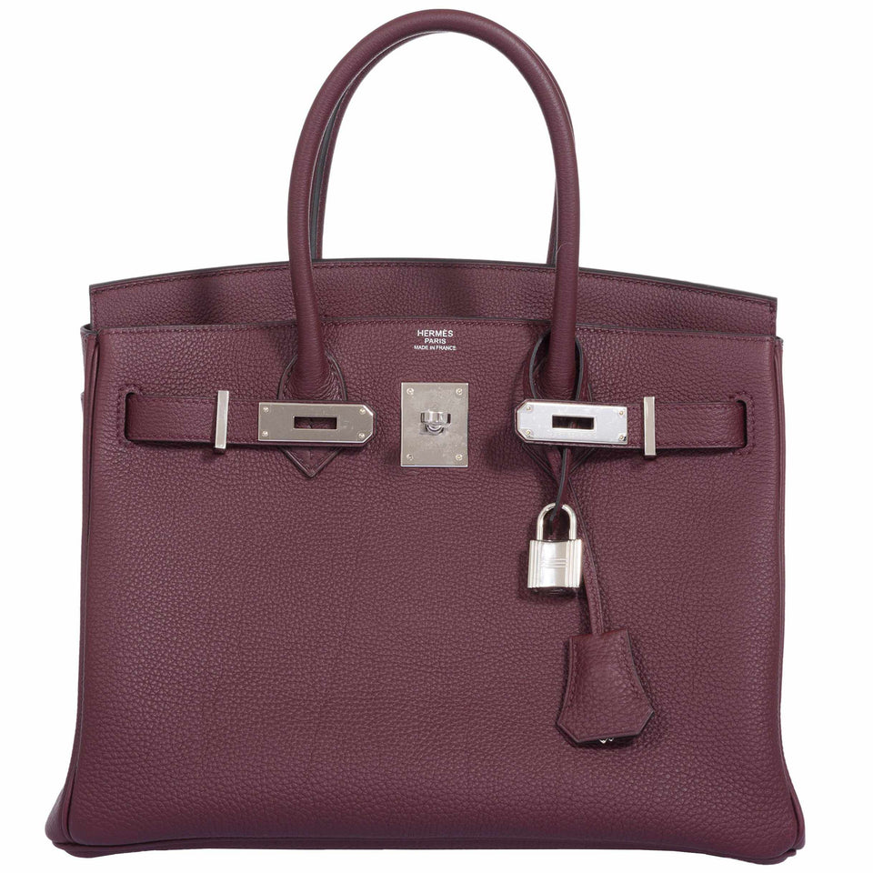 HermesBirkin 30 Bordeaux Togo Palladium Hardware