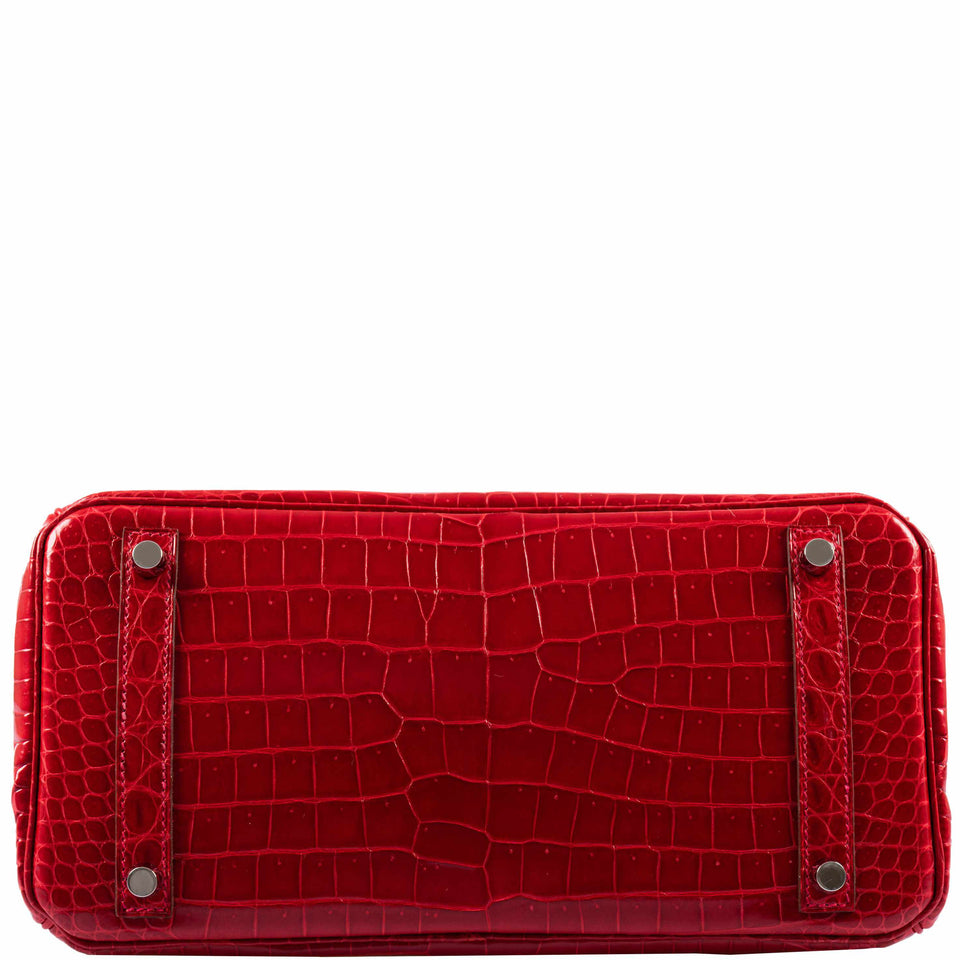 HermesBirkin 30 Braise Porosus Crocodile Palladium Hardware