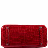 HermesBirkin 30 Braise Porosus Crocodile Palladium Hardware
