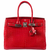 HermesBirkin 30 Braise Porosus Crocodile Palladium Hardware