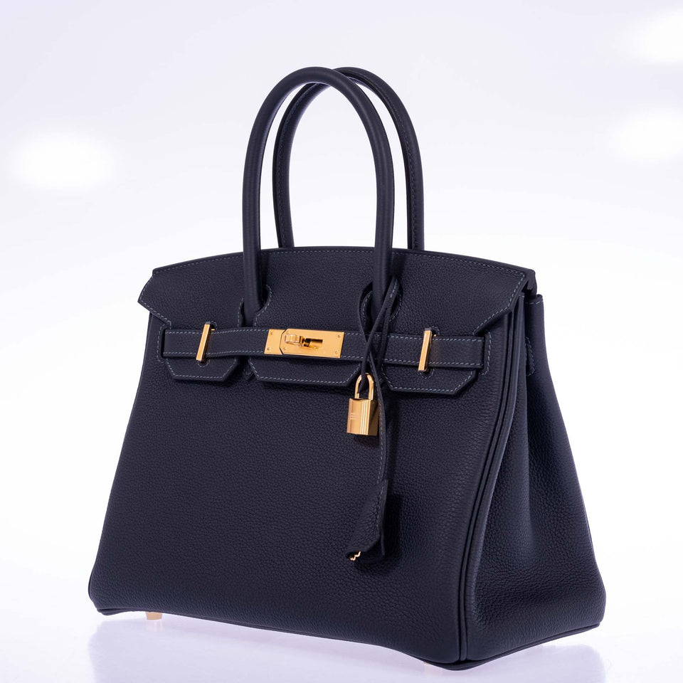 HermesBirkin 30 Caban Black Togo Gold Hardware