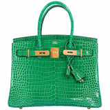 HermesBirkin 30 Cactus Porosus Crocodile Gold Hardware