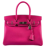 HermesBirkin 30 Candy Collection Rose Tyrien & Rubis Epsom White Stitching Palladium Hardware - Q, Square