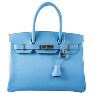 HermesBirkin 30 Celeste Blue Epsom Palladium Hardware