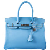 HermesBirkin 30 Celeste Blue Epsom Palladium Hardware