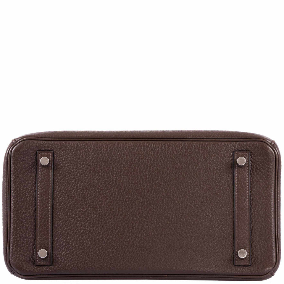 HermesBirkin 30 Chocolat Clemence Palladium Hardware