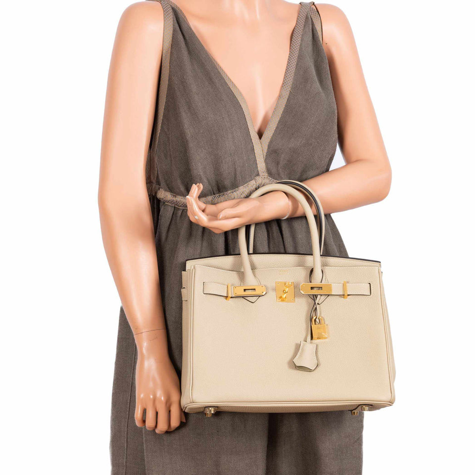 Hermes Birkin 30 Craie Togo Rose Gold Hardware