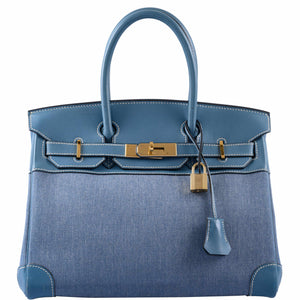 HermesBirkin 30 Denim & Blue Jean Gulliver Leather Gold Hardware - 1999, C Square