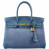 HermesBirkin 30 Denim & Blue Jean Gulliver Leather Gold Hardware - 1999, C Square