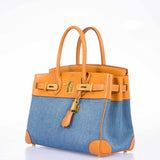 HermesBirkin 30 Denim & Vache Naturelle Gold Hardware - Limited Edition