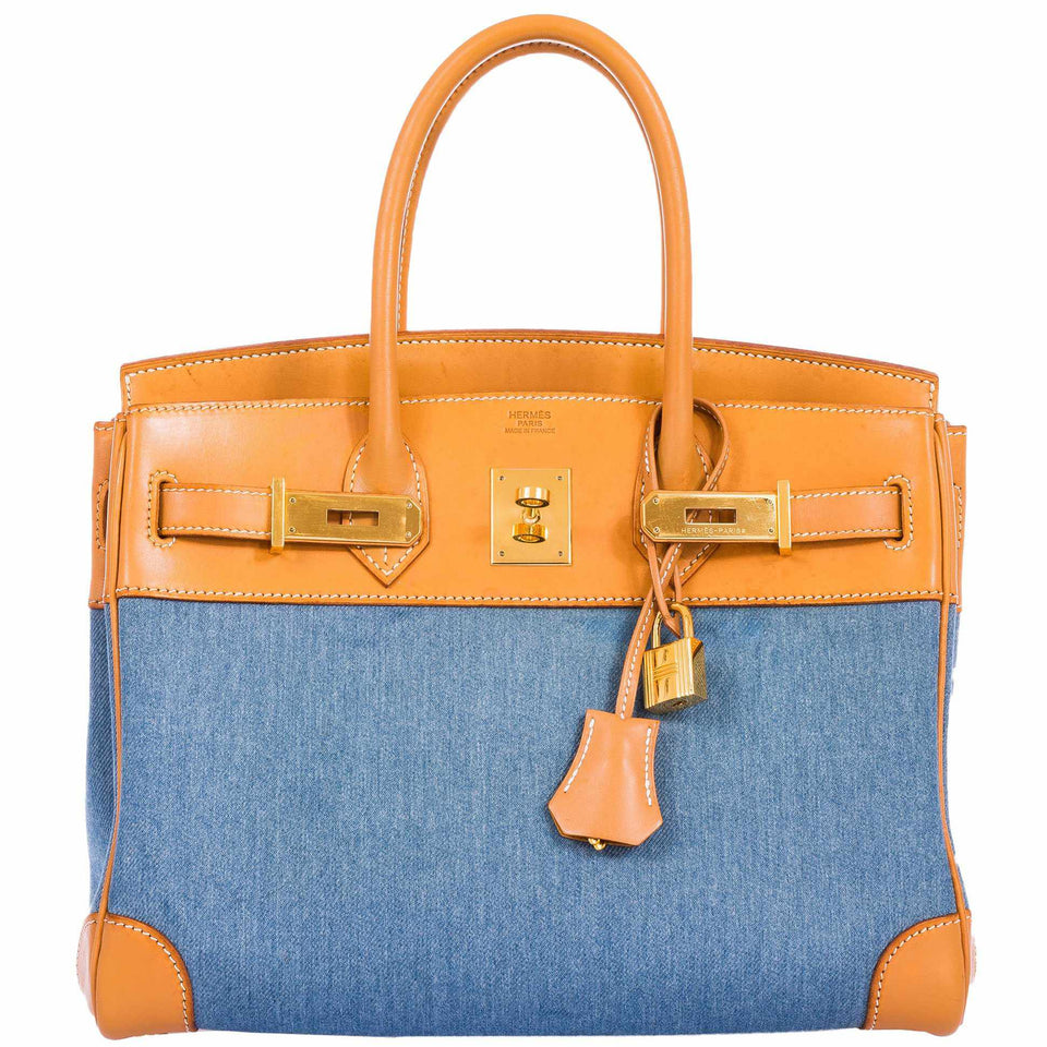 HermesBirkin 30 Denim & Vache Naturelle Gold Hardware - Limited Edition