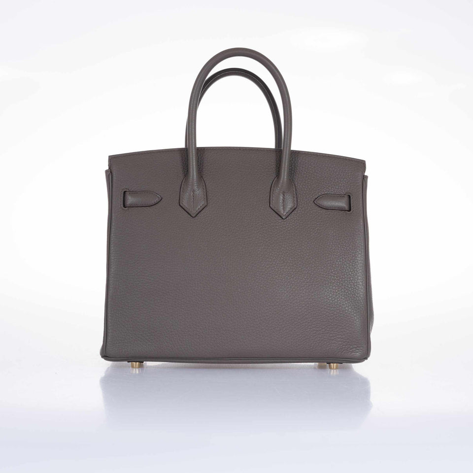 Hermes Birkin 30 Etain Tin Grey Clemence Gold Hardware