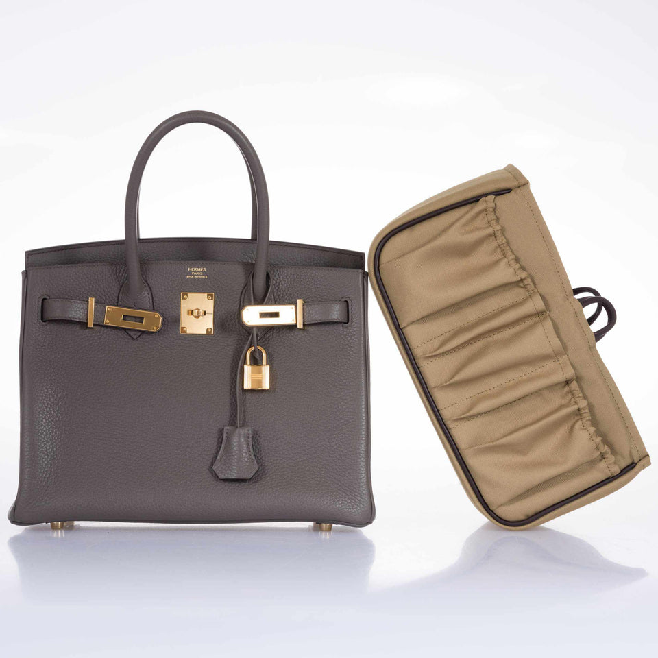 Hermes Birkin 30 Etain Tin Grey Clemence Gold Hardware