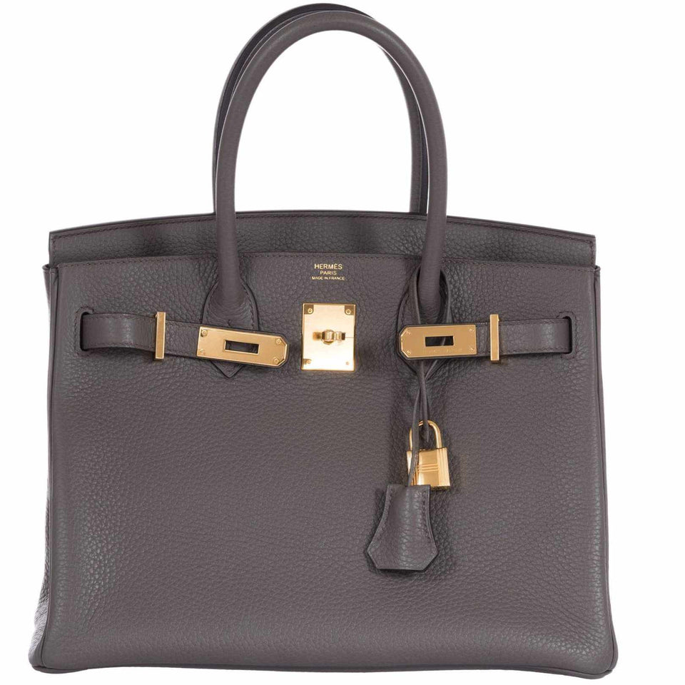 Hermes Birkin 30 Etain Tin Grey Clemence Gold Hardware
