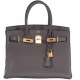 Hermes Birkin 30 Etain Tin Grey Clemence Gold Hardware