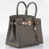 HermesBirkin 30 Etain Tin Grey Togo Rose Gold Hardware