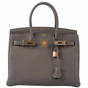 HermesBirkin 30 Etain Tin Grey Togo Rose Gold Hardware