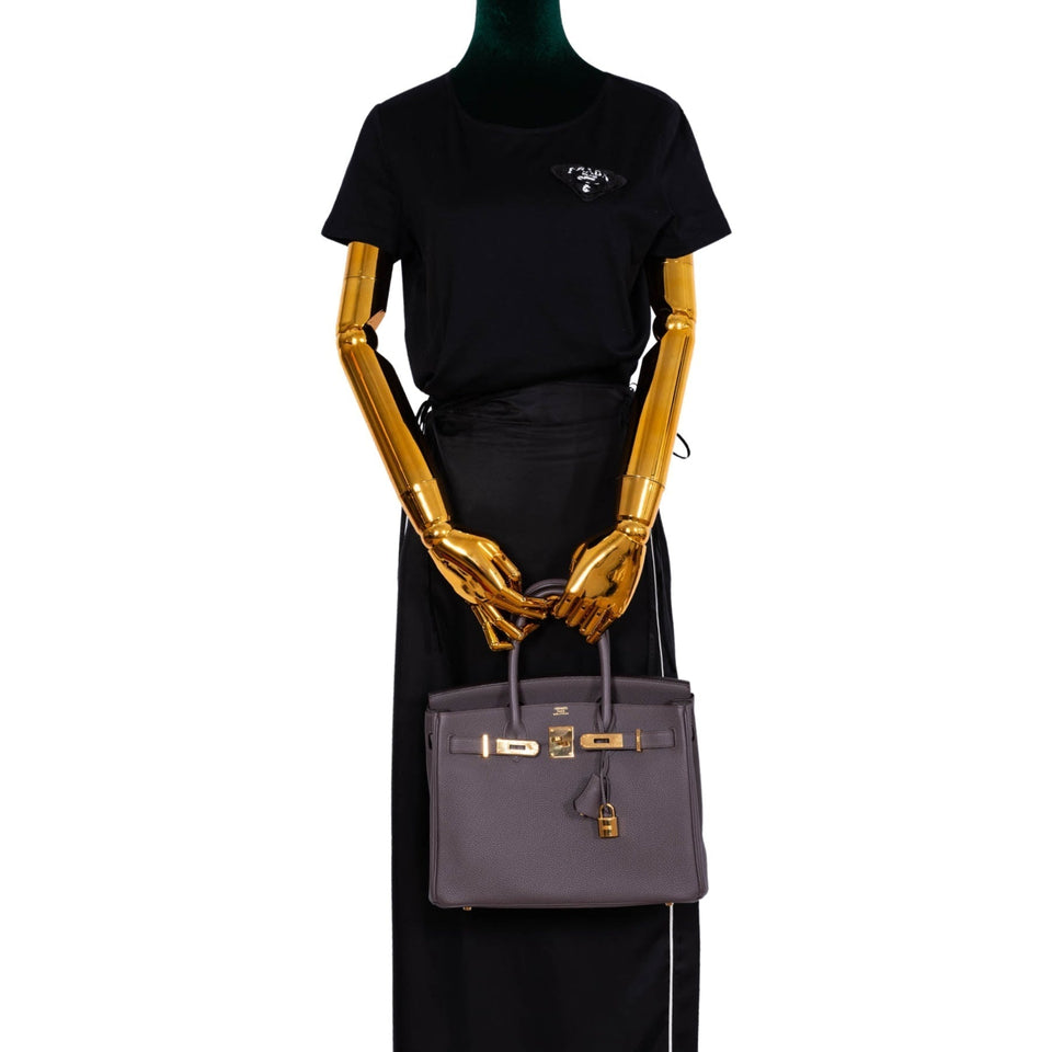 HermesBirkin 30 Etain Togo with Gold Hardware