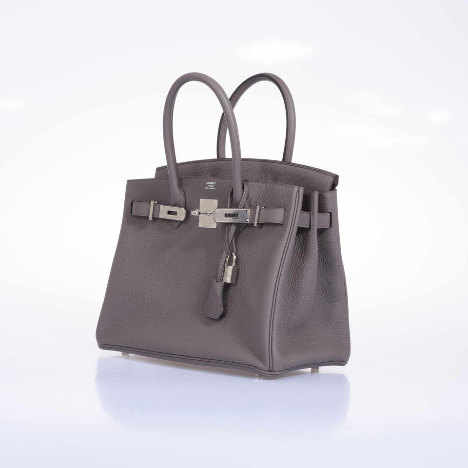 HermesBirkin 30 Etaine Togo Palladium Hardware