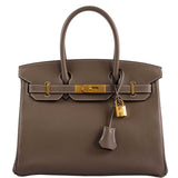 HermesBirkin 30 Etoupe Navillo leather Gold Hardware