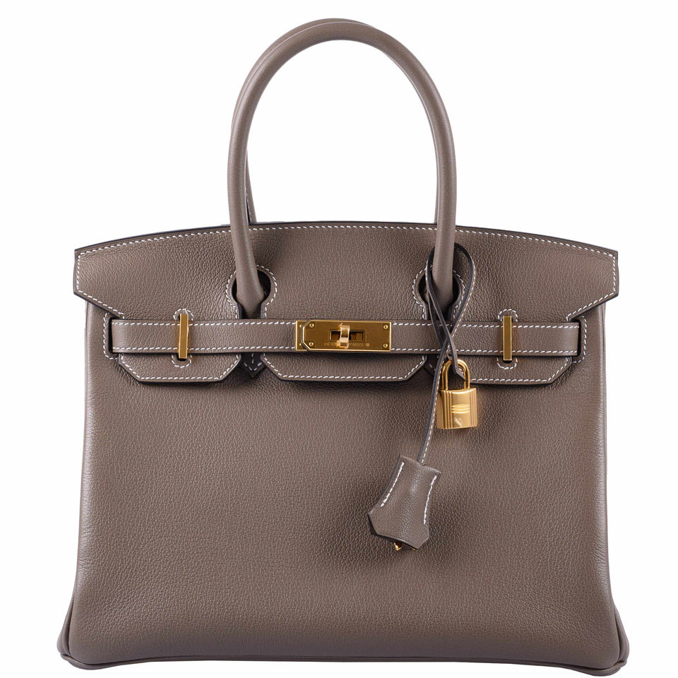 HermesBirkin 30 Etoupe Taurillon Novillo Gold Hardware - 2019, D