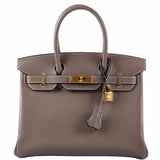 HermesBirkin 30 Etoupe Taurillon Novillo Gold Hardware - 2019, D