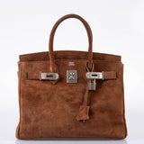 HermesBirkin 30 Fauve Doblis Suede Palladium Hardware