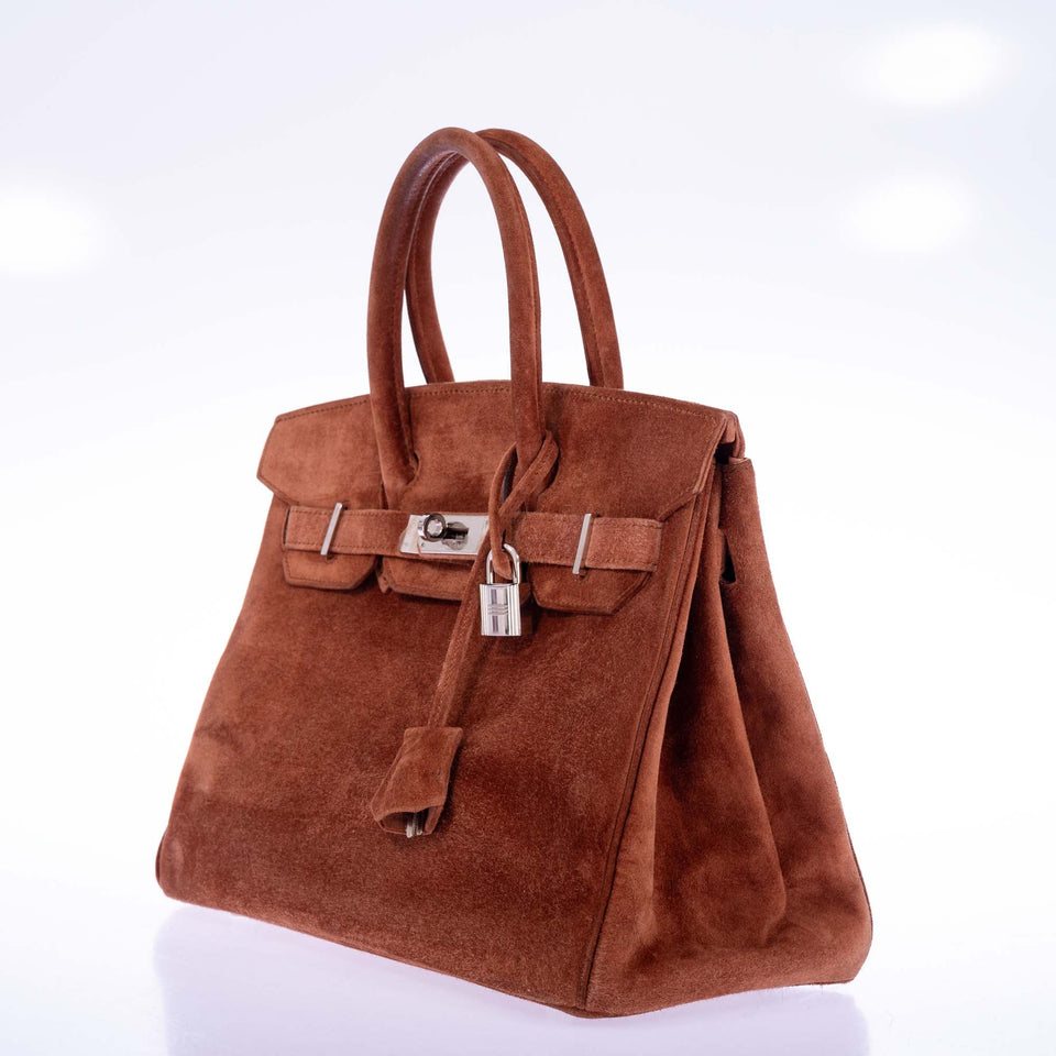 Hermes Birkin 30 Fauve Doblis Suede Palladium Hardware