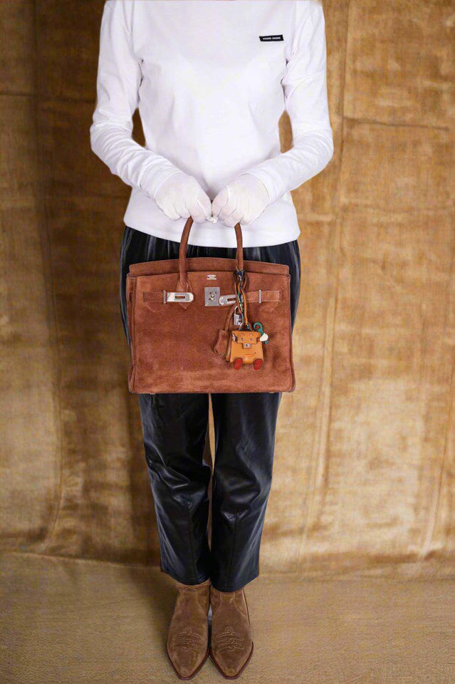 Hermes Birkin 30 Fauve Doblis Suede Palladium Hardware