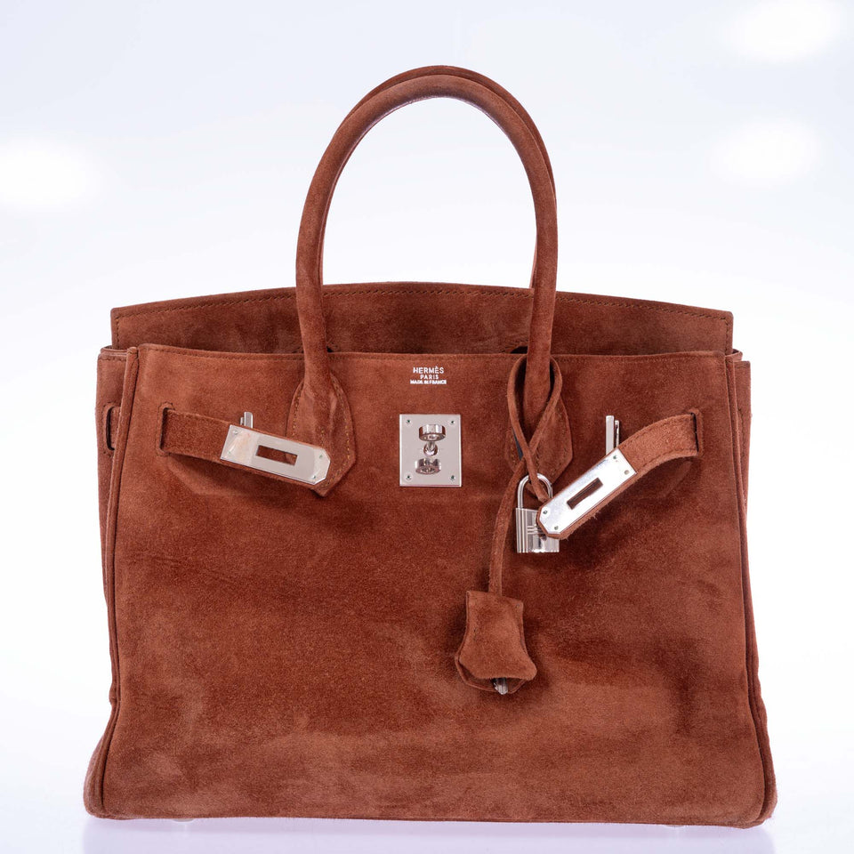 Hermes Birkin 30 Fauve Doblis Suede Palladium Hardware