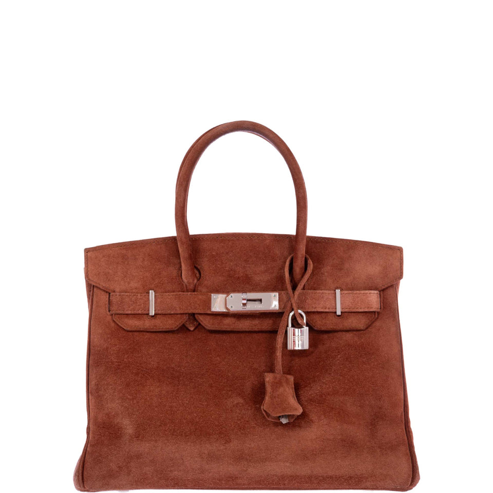 Hermes Birkin 30 Fauve Doblis Suede Palladium Hardware