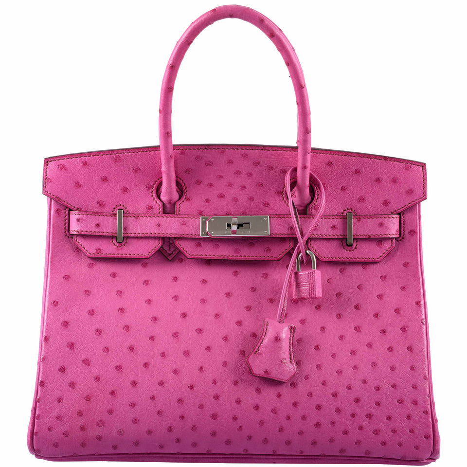 HermesBirkin 30 Fuchsia Ostrich Palladium Hardware