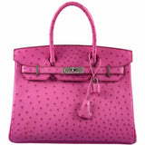 HermesBirkin 30 Fuchsia Ostrich Palladium Hardware
