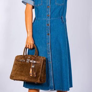 HermesBirkin 30 Gold Veau Doblis Suede Palladium Hardware - 2008, L Square