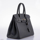 HermesBirkin 30 Graphite Buffalo with Palladium Hardware - 2005, I Square