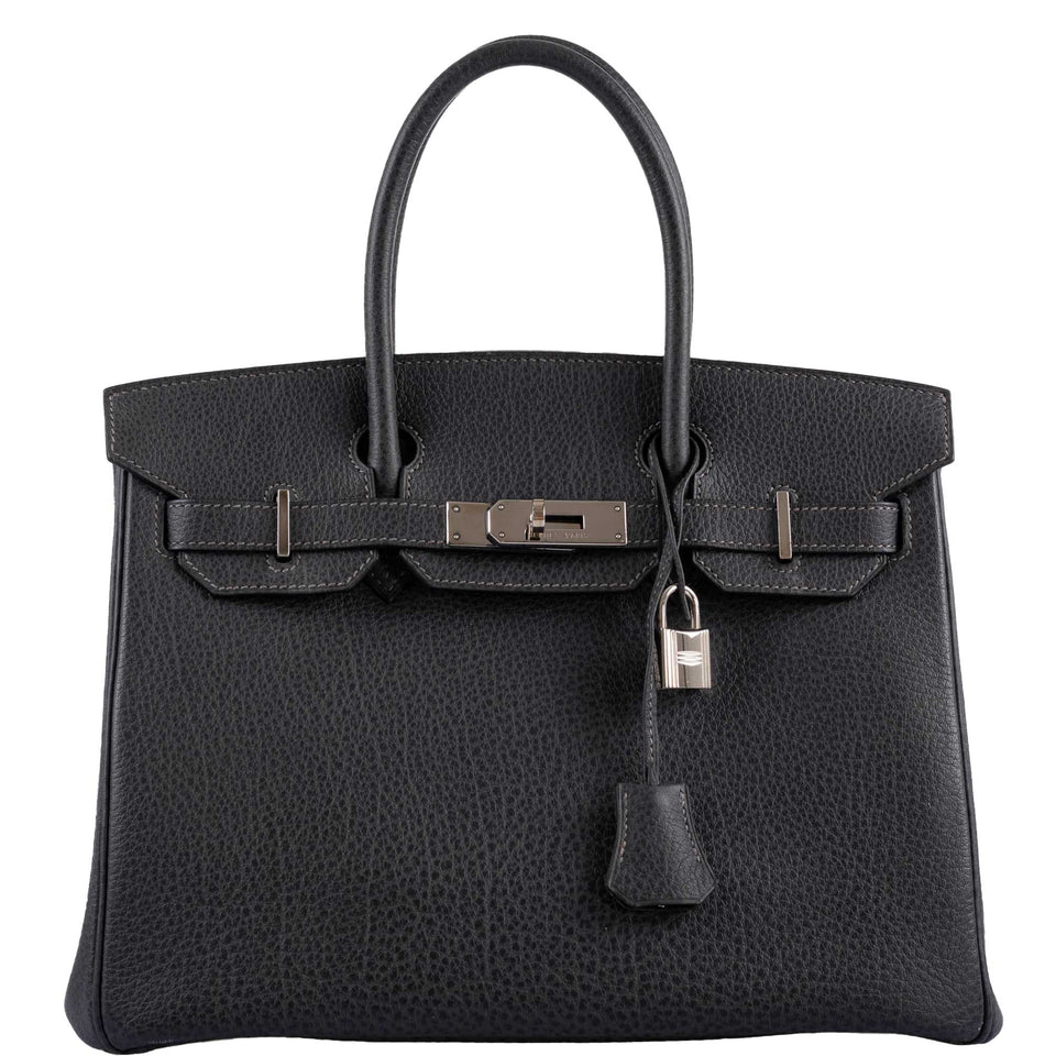 HermesBirkin 30 Graphite Buffalo with Palladium Hardware - 2005, I Square