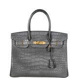 HermesBirkin 30 Graphite Matte Alligator Gold Hardware