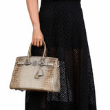 HermesBirkin 30 Gris Cendre Himalaya Niloticus Crocodile Palladium Hardware