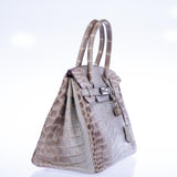 Hermes Birkin 30 Gris Cendre Himalayan Niloticus Crocodile Palladium Hardware
