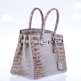 Hermes Birkin 30 Gris Cendre Himalayan Niloticus Crocodile Palladium Hardware
