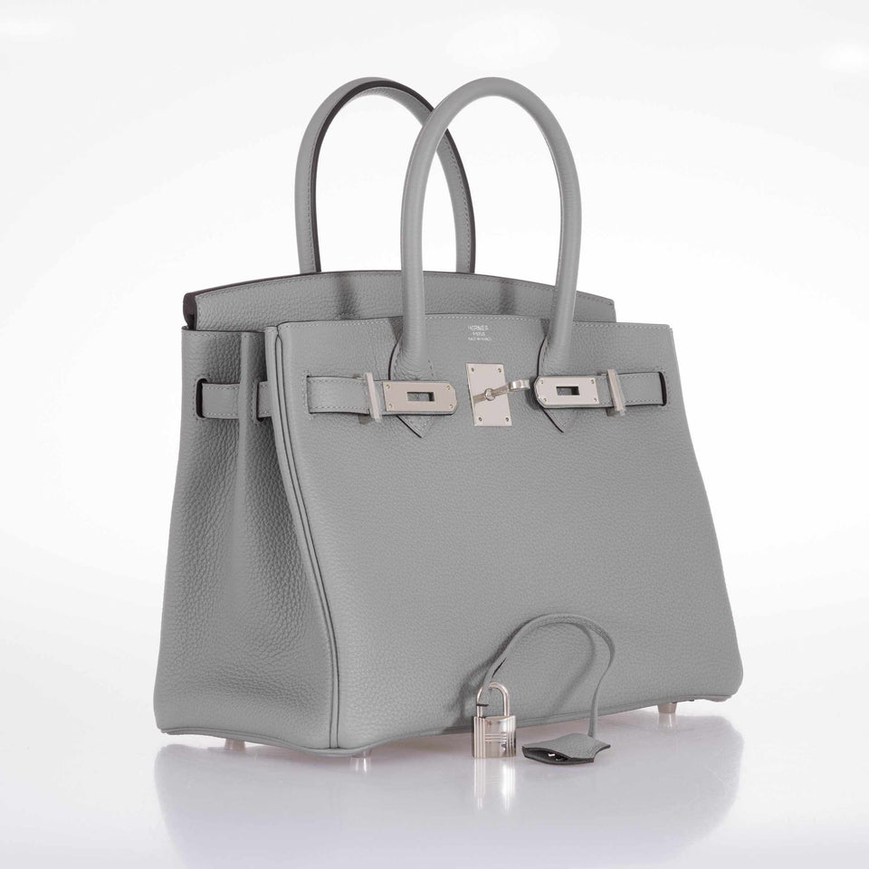 HermesBirkin 30 Gris Mouette Gray Togo Palladium Hardware