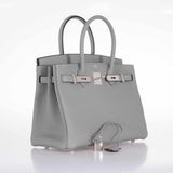 HermesBirkin 30 Gris Mouette Gray Togo Palladium Hardware