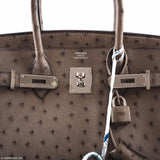 HermesBirkin 30 Gris Tourterelle Ostrich Palladium Hardware