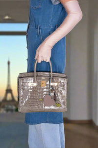 HermesBirkin 30 Gris Tourterelle Porosus Crocodile Gold Hardware