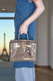HermesBirkin 30 Gris Tourterelle Porosus Crocodile Gold Hardware