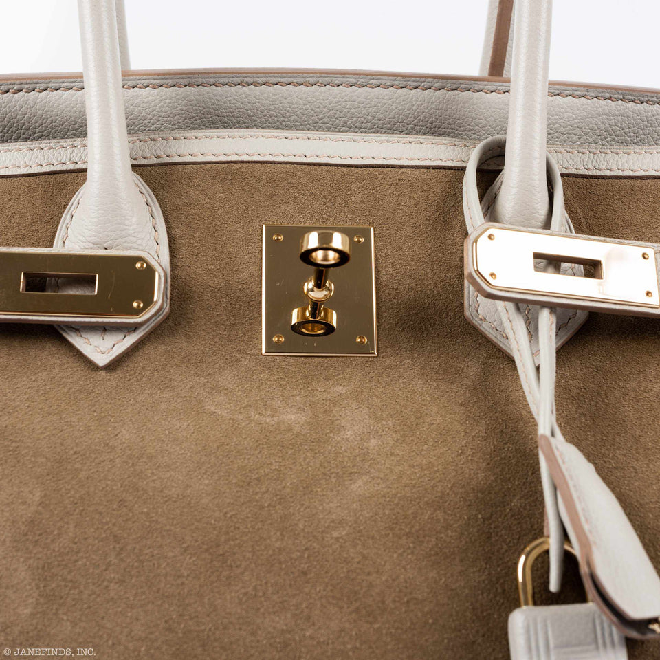 Hermes Birkin 30 Grizzly Gris Perle Swift & Suede Permabrass Hardware