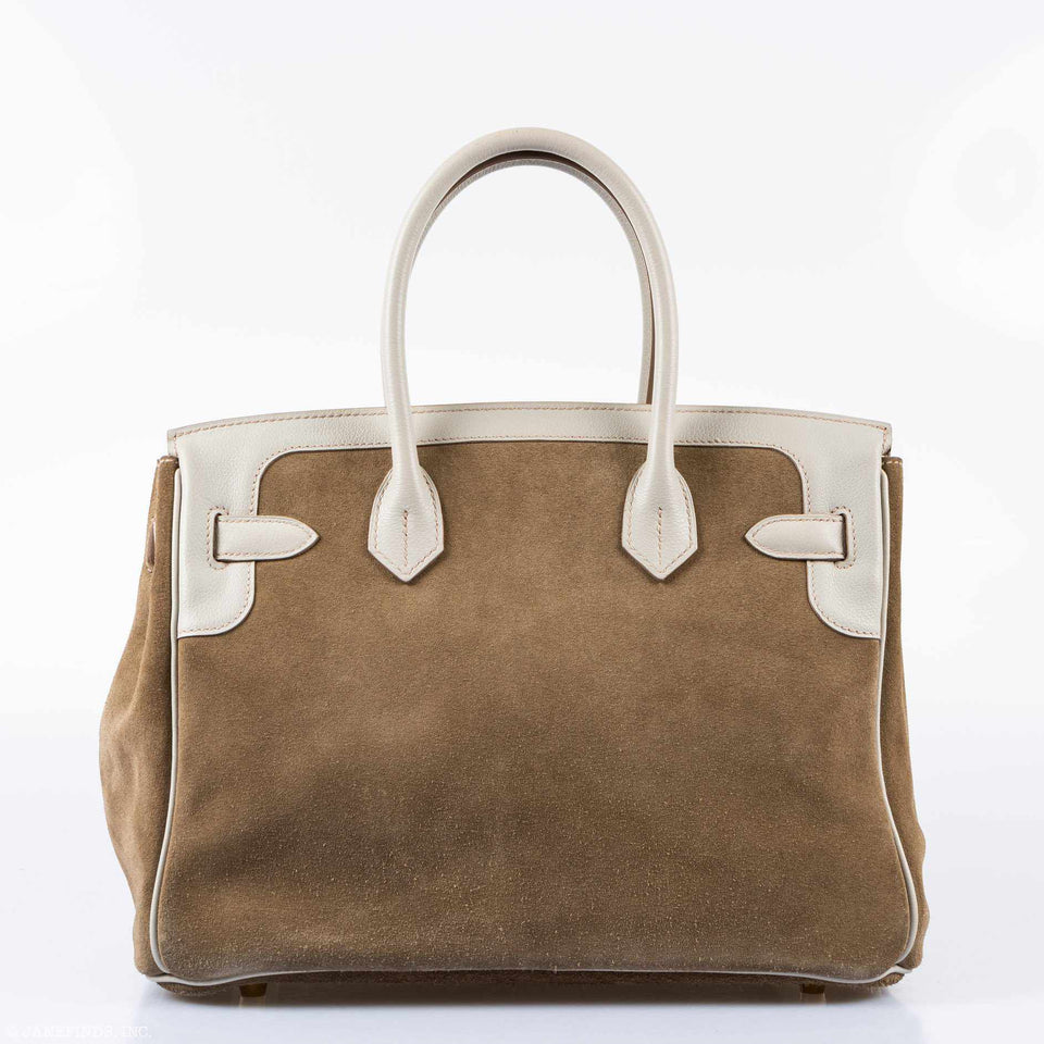 Hermes Birkin 30 Grizzly Gris Perle Swift & Suede Permabrass Hardware