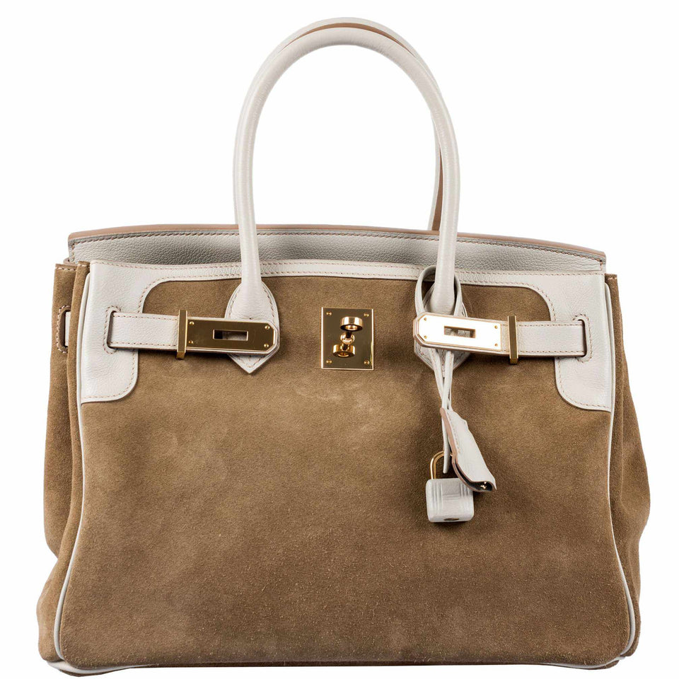 Hermes Birkin 30 Grizzly Gris Perle Swift & Suede Permabrass Hardware