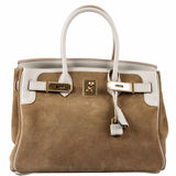 Hermes Birkin 30 Grizzly Gris Perle Swift & Suede Permabrass Hardware